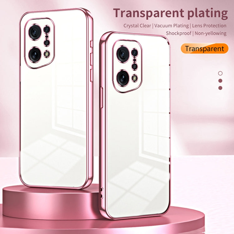 For OPPO Find X5 Transparent Plating Fine Hole Phone Case(Gold) by buy2fix