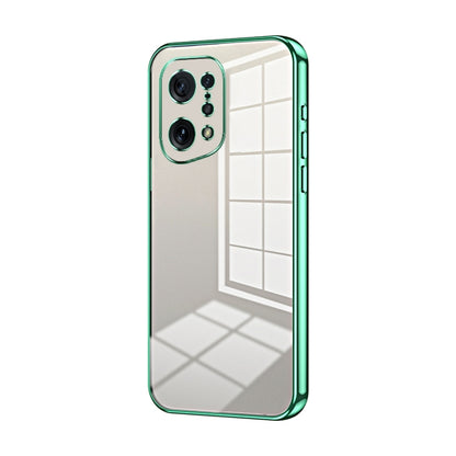 For OPPO Find X5 Transparent Plating Fine Hole Phone Case(Green) by buy2fix