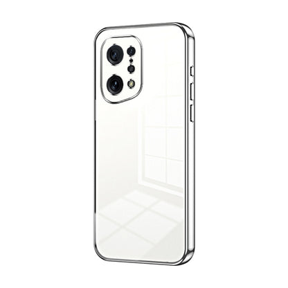 For OPPO Find X5 Transparent Plating Fine Hole Phone Case(Silver) by buy2fix