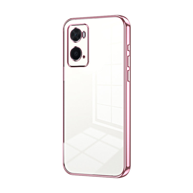 For OPPO A36 / A76 / A96 4G Global Transparent Plating Fine Hole Phone Case(Pink) by buy2fix