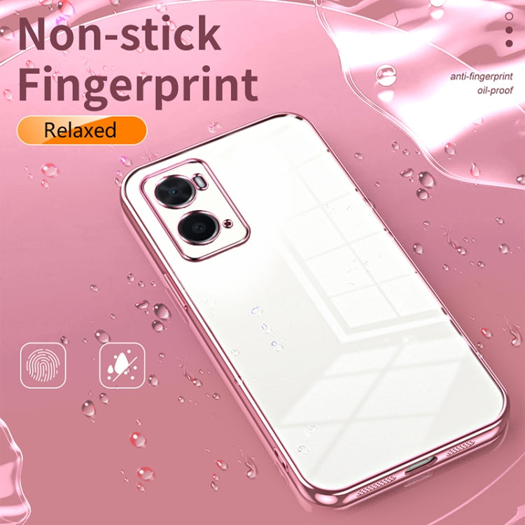 For OPPO A36 / A76 / A96 4G Global Transparent Plating Fine Hole Phone Case(Pink) by buy2fix