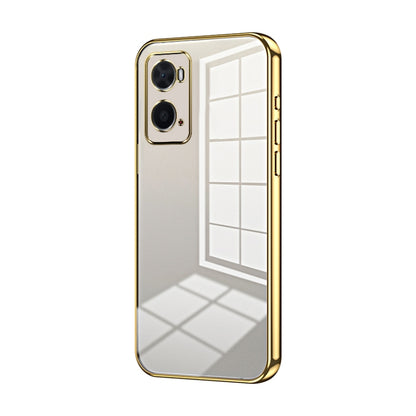For OPPO A36 / A76 / A96 4G Global Transparent Plating Fine Hole Phone Case(Gold) by buy2fix