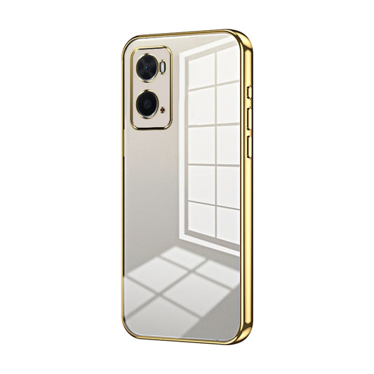 For OPPO A36 / A76 / A96 4G Global Transparent Plating Fine Hole Phone Case(Gold) by buy2fix