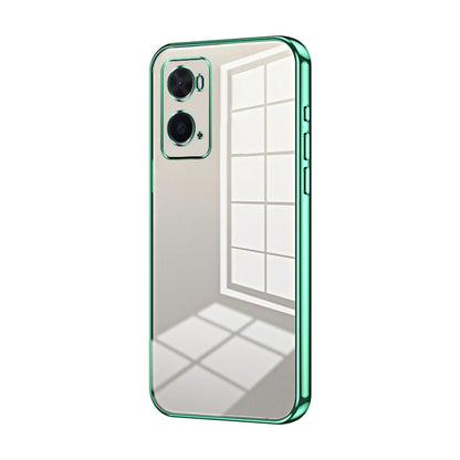 For OPPO A36 / A76 / A96 4G Global Transparent Plating Fine Hole Phone Case(Green) by buy2fix