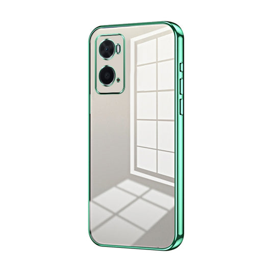 For OPPO A36 / A76 / A96 4G Global Transparent Plating Fine Hole Phone Case(Green) by buy2fix