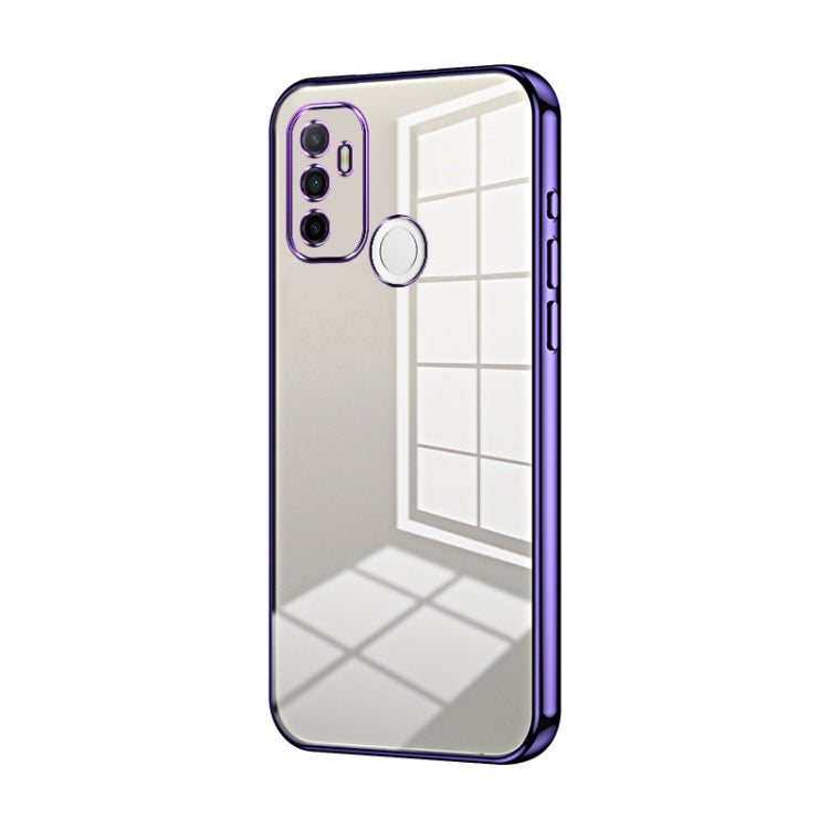For OPPO A53 2020 / A32 / A11s Transparent Plating Fine Hole Phone Case(Purple) by buy2fix