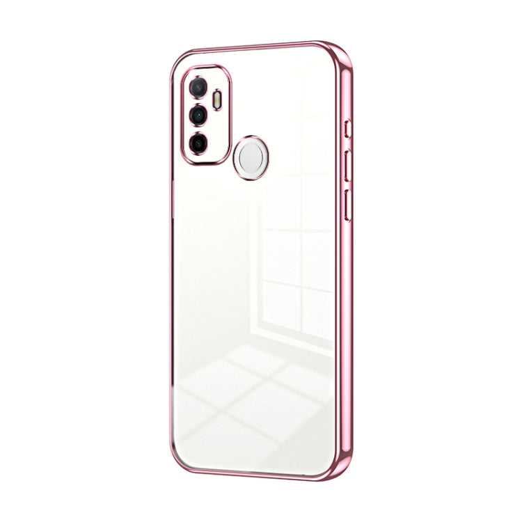 For OPPO A53 2020 / A32 / A11s Transparent Plating Fine Hole Phone Case(Pink) by buy2fix