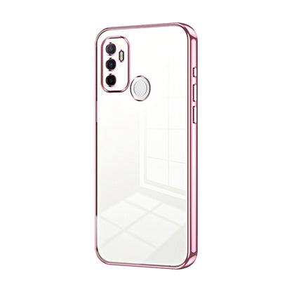 For OPPO A53 2020 / A32 / A11s Transparent Plating Fine Hole Phone Case(Pink) by buy2fix