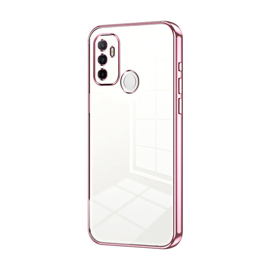 For OPPO A53 2020 / A32 / A11s Transparent Plating Fine Hole Phone Case(Pink) by buy2fix