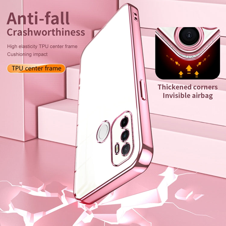 For OPPO A53 2020 / A32 / A11s Transparent Plating Fine Hole Phone Case(Pink) by buy2fix