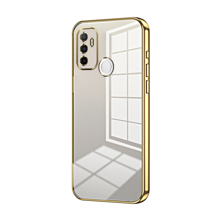 For OPPO A53 2020 / A32 / A11s Transparent Plating Fine Hole Phone Case(Gold) by buy2fix