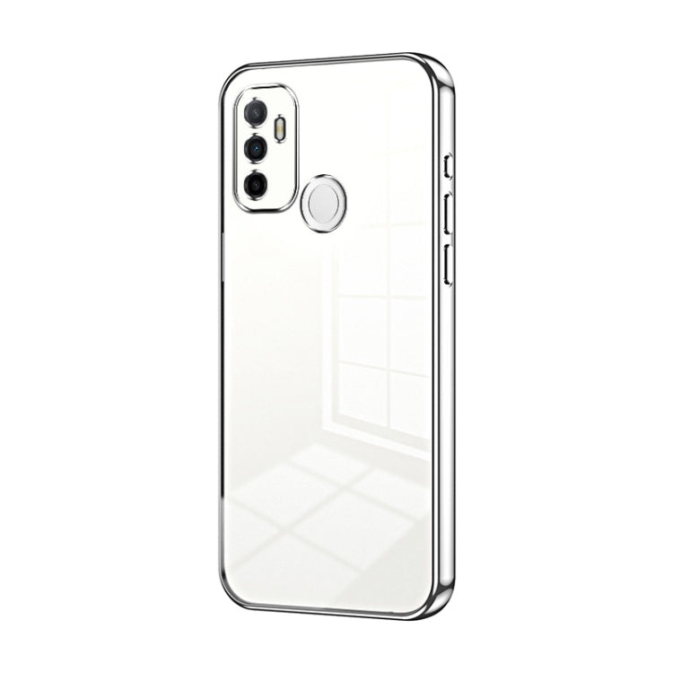 For OPPO A53 2020 / A32 / A11s Transparent Plating Fine Hole Phone Case(Silver) by buy2fix