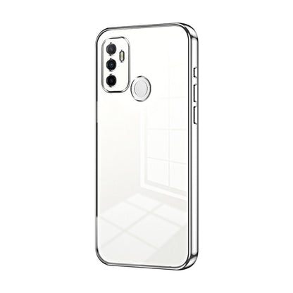 For OPPO A53 2020 / A32 / A11s Transparent Plating Fine Hole Phone Case(Silver) by buy2fix