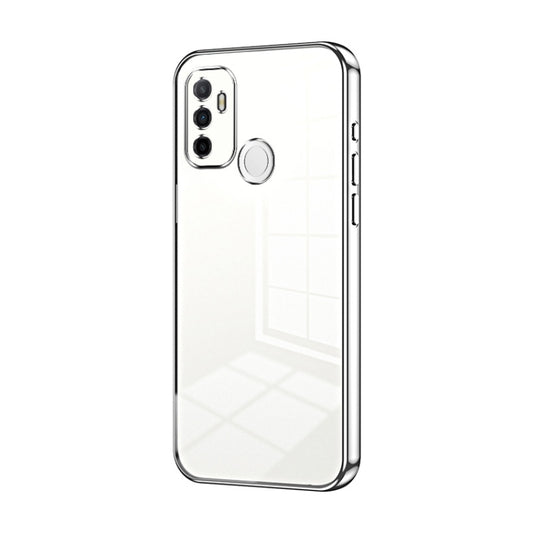 For OPPO A53 2020 / A32 / A11s Transparent Plating Fine Hole Phone Case(Silver) by buy2fix