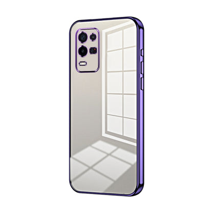 For OPPO K9x Transparent Plating Fine Hole Phone Case(Purple) by buy2fix