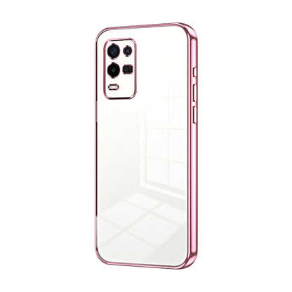 For OPPO K9x Transparent Plating Fine Hole Phone Case(Pink) by buy2fix