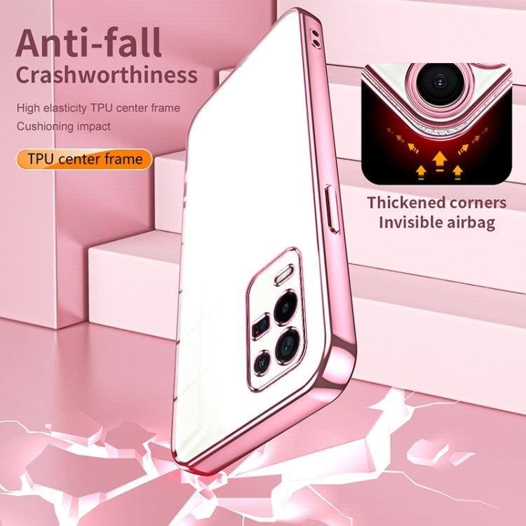 For OPPO K9x Transparent Plating Fine Hole Phone Case(Pink) by buy2fix