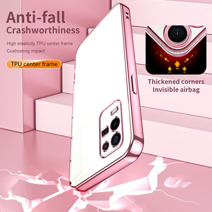 For OPPO K9x Transparent Plating Fine Hole Phone Case(Pink) by buy2fix