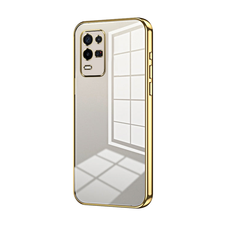 For OPPO K9x Transparent Plating Fine Hole Phone Case(Gold) by buy2fix