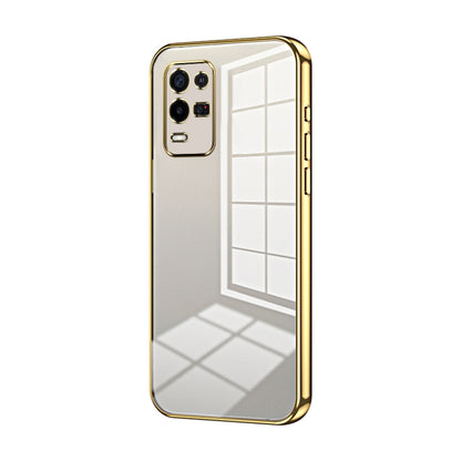 For OPPO K9x Transparent Plating Fine Hole Phone Case(Gold) by buy2fix
