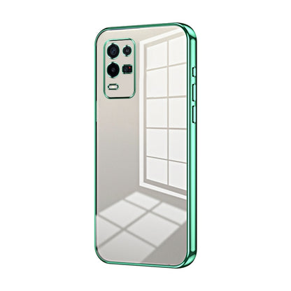 For OPPO K9x Transparent Plating Fine Hole Phone Case(Green) by buy2fix