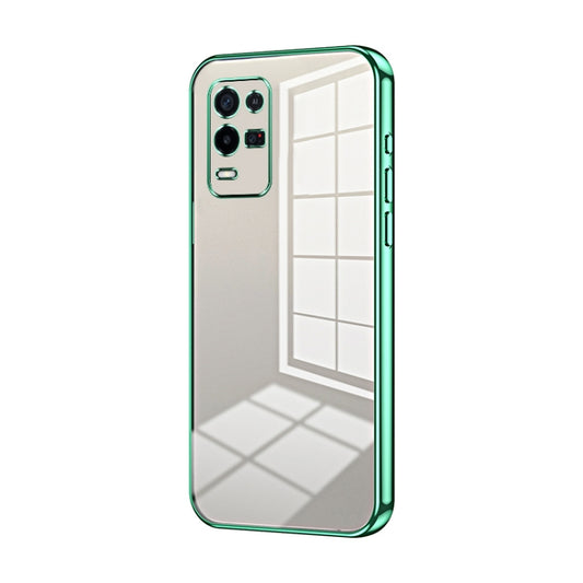 For OPPO K9x Transparent Plating Fine Hole Phone Case(Green) by buy2fix