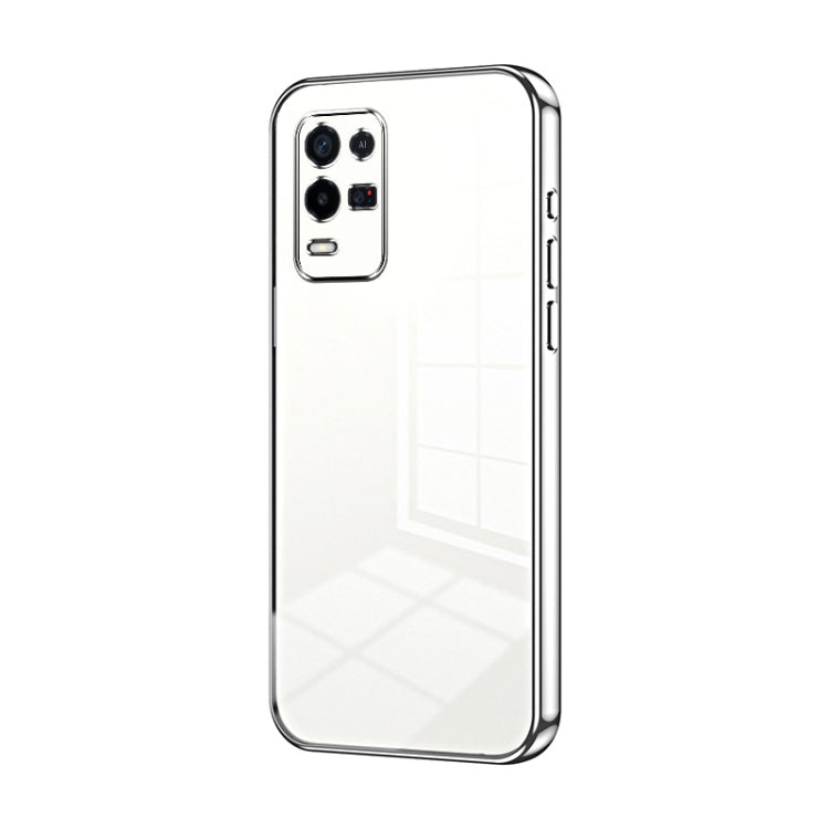 For OPPO K9x Transparent Plating Fine Hole Phone Case(Silver) by buy2fix