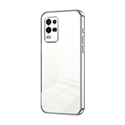 For OPPO K9x Transparent Plating Fine Hole Phone Case(Silver) by buy2fix