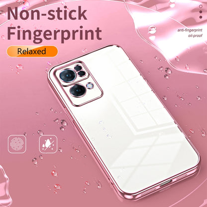 For OPPO Reno7 Pro Transparent Plating Fine Hole Phone Case(Pink) by buy2fix