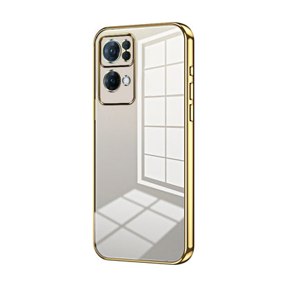 For OPPO Reno7 Pro Transparent Plating Fine Hole Phone Case(Gold) by buy2fix