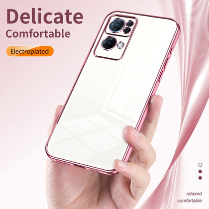 For OPPO Reno7 Pro Transparent Plating Fine Hole Phone Case(Transparent) by buy2fix