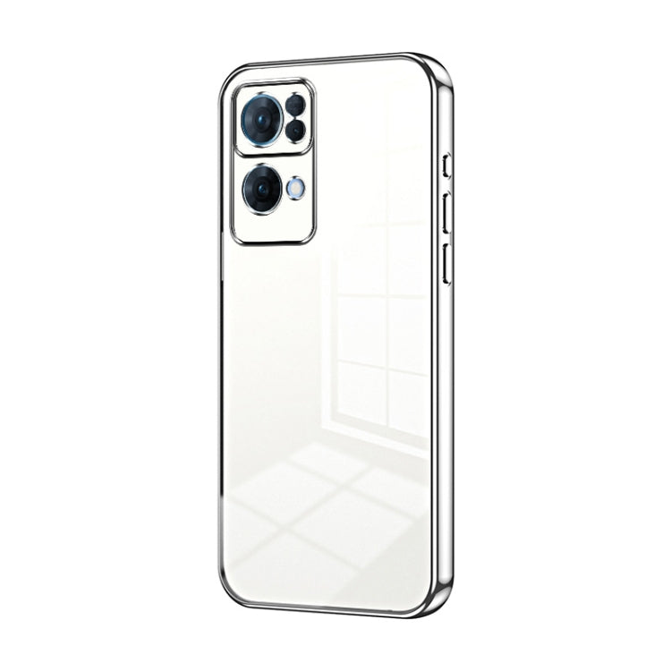 For OPPO Reno7 Pro Transparent Plating Fine Hole Phone Case(Silver) by buy2fix
