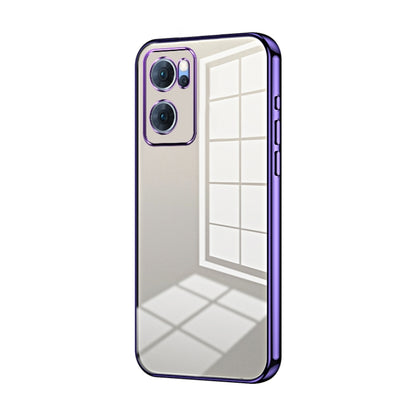 For OPPO Reno7 5G Transparent Plating Fine Hole Phone Case(Purple) by buy2fix