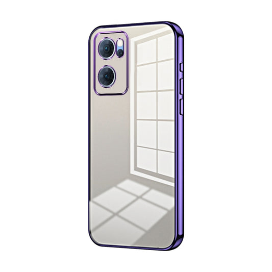 For OPPO Reno7 5G Transparent Plating Fine Hole Phone Case(Purple) by buy2fix