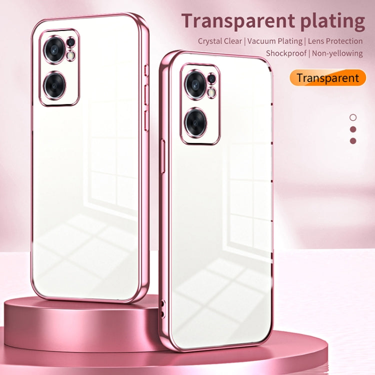 For OPPO Reno7 SE Transparent Plating Fine Hole Phone Case(Purple) by buy2fix