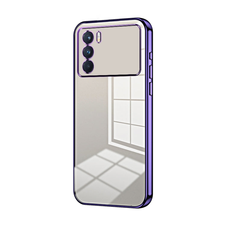 For OPPO K9 Pro Transparent Plating Fine Hole Phone Case(Purple) by buy2fix