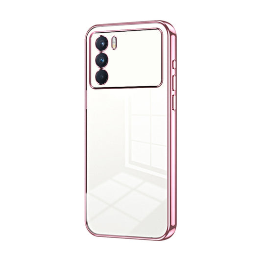 For OPPO K9 Pro Transparent Plating Fine Hole Phone Case(Pink) by buy2fix