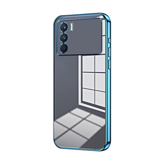 For OPPO K9 Pro Transparent Plating Fine Hole Phone Case(Blue) by buy2fix
