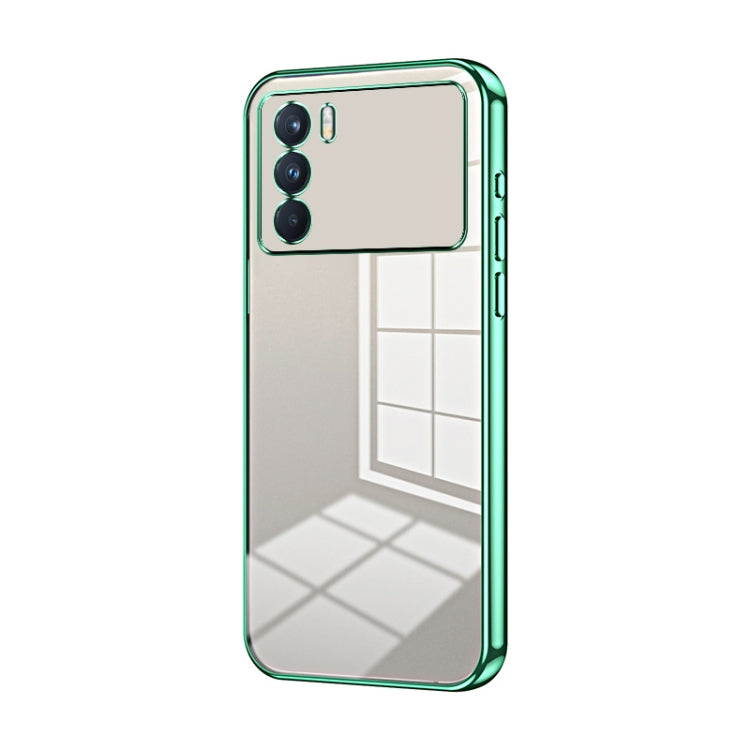 For OPPO K9 Pro Transparent Plating Fine Hole Phone Case(Green) by buy2fix