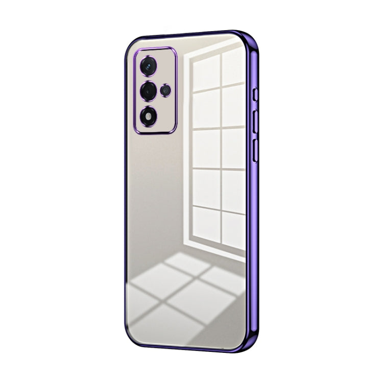 For OPPO A93s 5G Transparent Plating Fine Hole Phone Case(Purple) by buy2fix