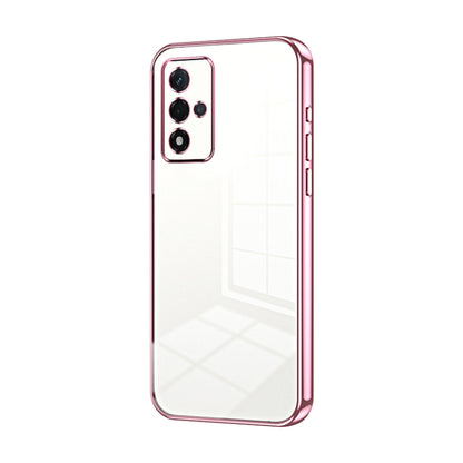 For OPPO A93s 5G Transparent Plating Fine Hole Phone Case(Pink) by buy2fix