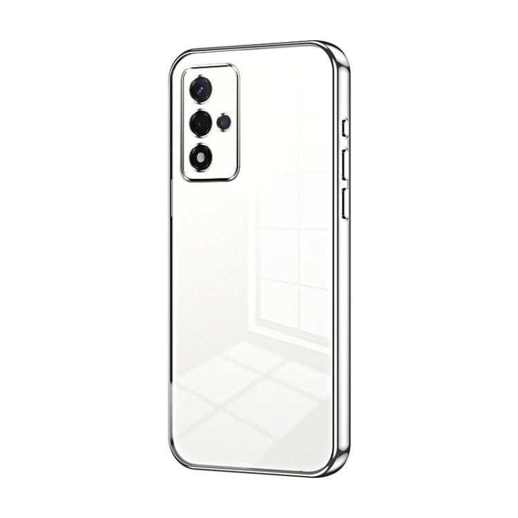For OPPO A93s 5G Transparent Plating Fine Hole Phone Case(Silver) by buy2fix