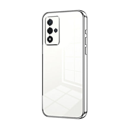 For OPPO A93s 5G Transparent Plating Fine Hole Phone Case(Silver) by buy2fix