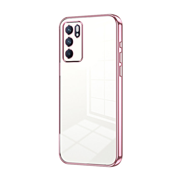 For OPPO Reno6 Indian / Malay Transparent Plating Fine Hole Phone Case(Pink) by buy2fix