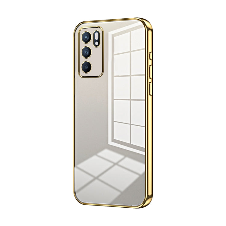 For OPPO Reno6 Indian / Malay Transparent Plating Fine Hole Phone Case(Gold) by buy2fix