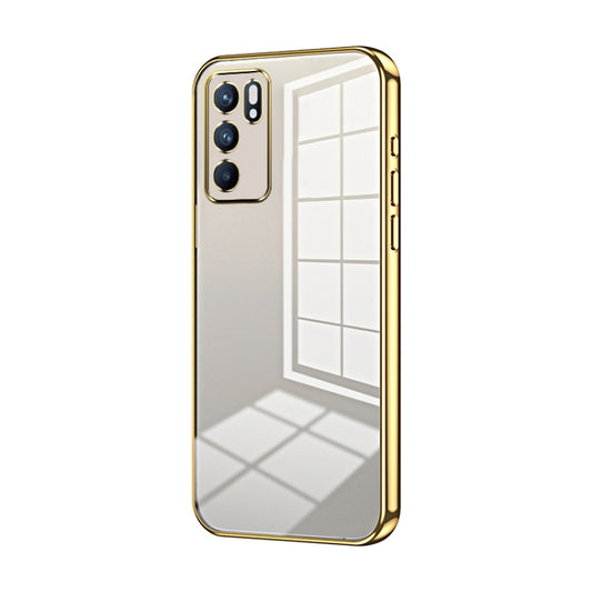 For OPPO Reno6 Indian / Malay Transparent Plating Fine Hole Phone Case(Gold) by buy2fix