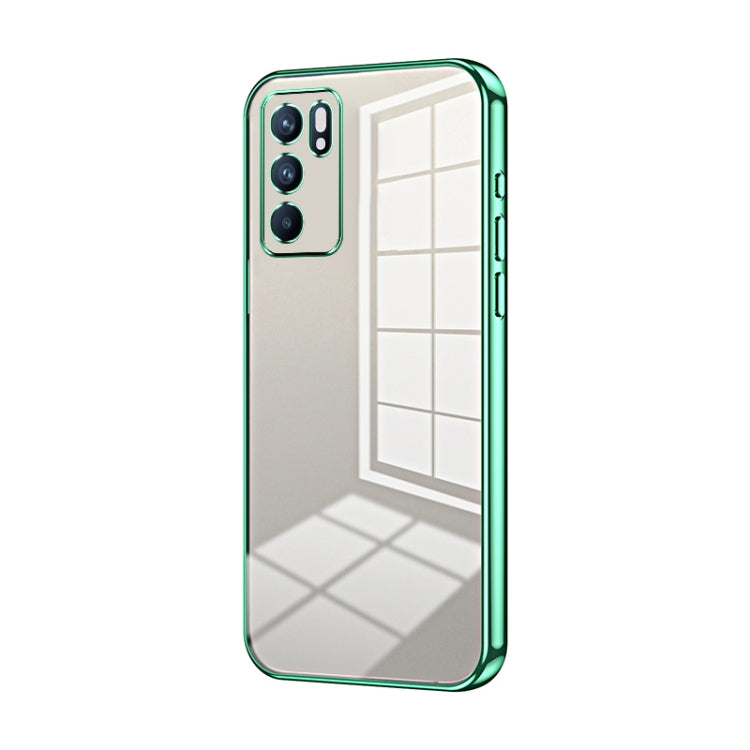For OPPO Reno6 Indian / Malay Transparent Plating Fine Hole Phone Case(Green) by buy2fix