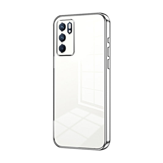 For OPPO Reno6 Indian / Malay Transparent Plating Fine Hole Phone Case(Silver) by buy2fix