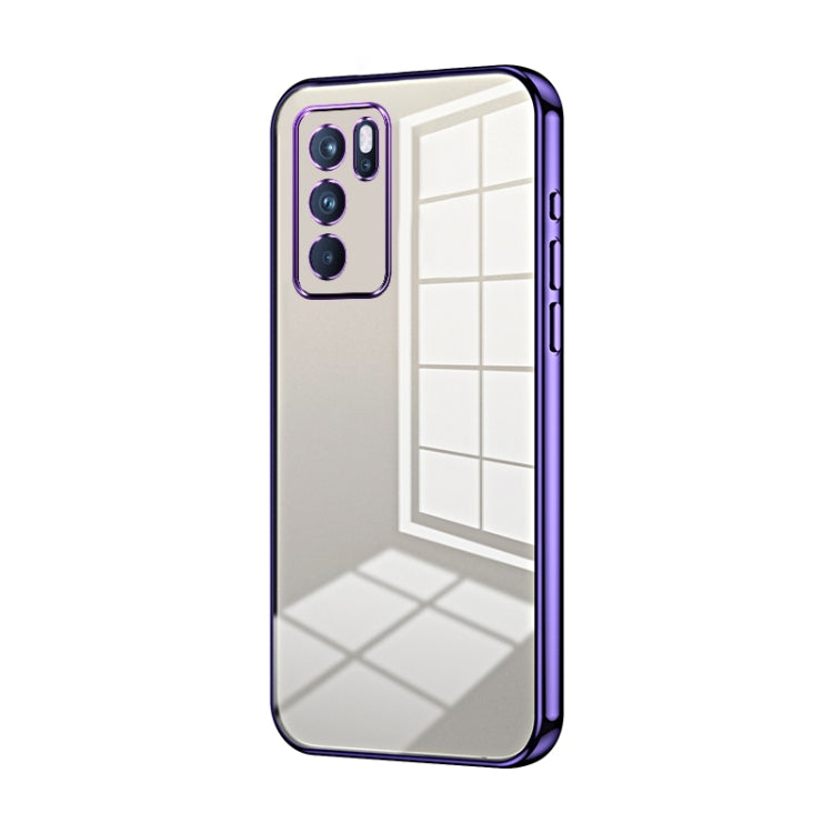 For OPPO Reno6 Pro Indian Transparent Plating Fine Hole Phone Case(Purple) by buy2fix