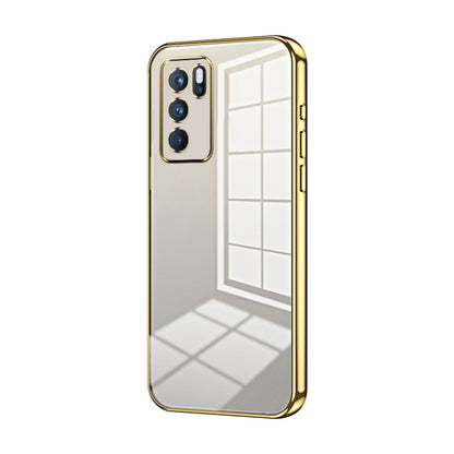 For OPPO Reno6 Pro Indian Transparent Plating Fine Hole Phone Case(Gold) by buy2fix